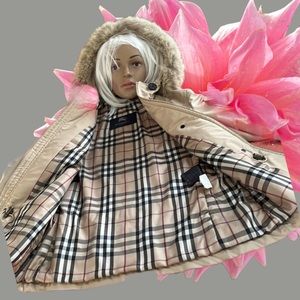 Burberry Jacket Tan Coyote Fur Trim Hood